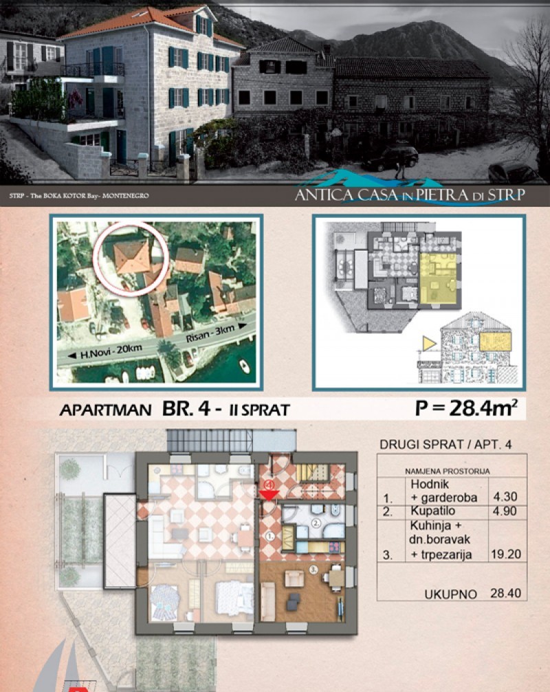 Квартира-студия в Черногории, в Стрп