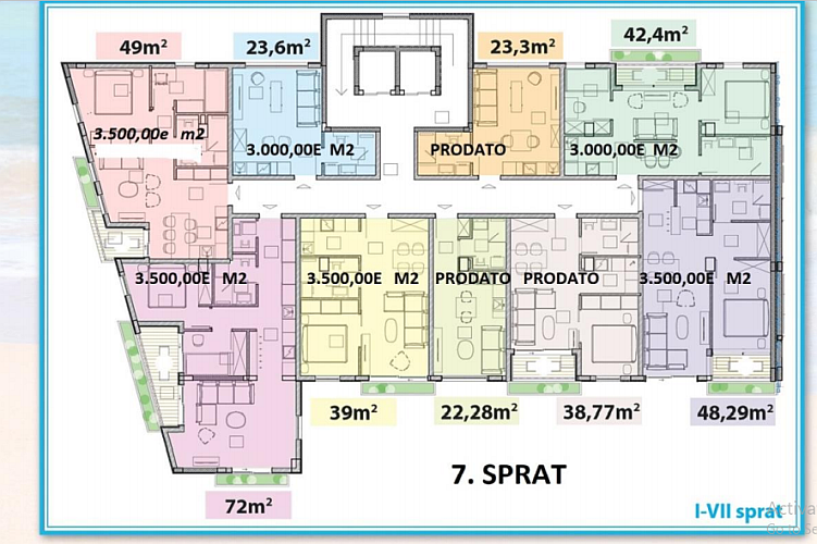 Квартира-студия в новом комплексе на берегу моря в Бечичи, Черногория
